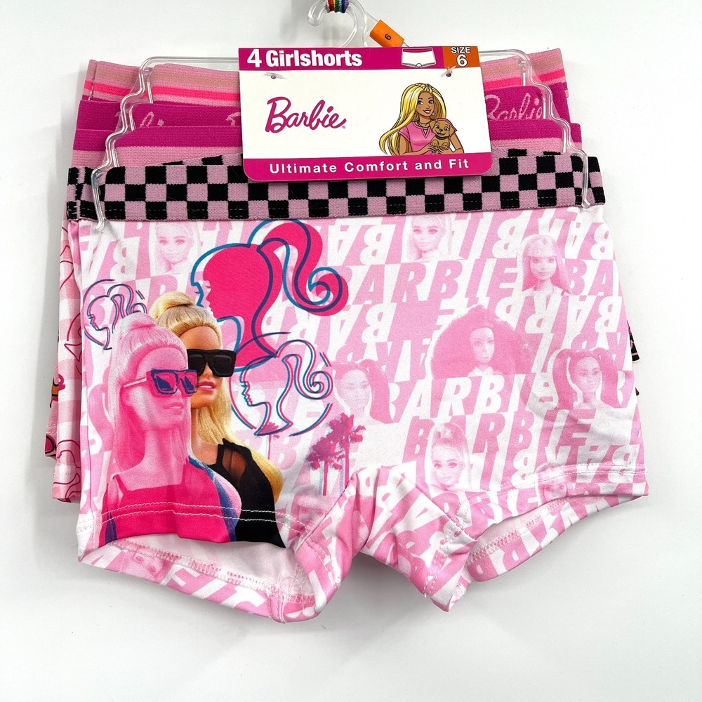 Barbie 4pk girlshorts handcraft athletic underwear pink boy shorts undies 6 - Picture 2 of 8